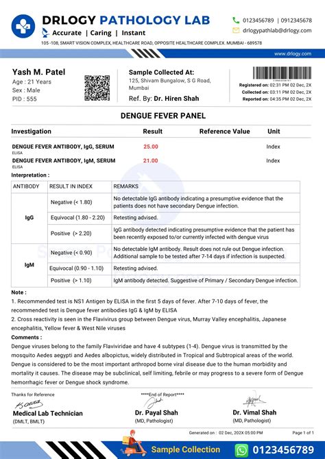 dengue positive report pdf